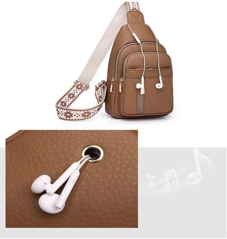 Interpretk Women's Fashion Casual Solid Color Crossbody Bag, Sling Bag Purse Chest Handbags with Adjustable Strap