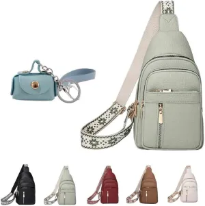 Interpretk Women's Fashion Casual Solid Color Crossbody Bag, Sling Bag Purse Chest Handbags with Adjustable Strap