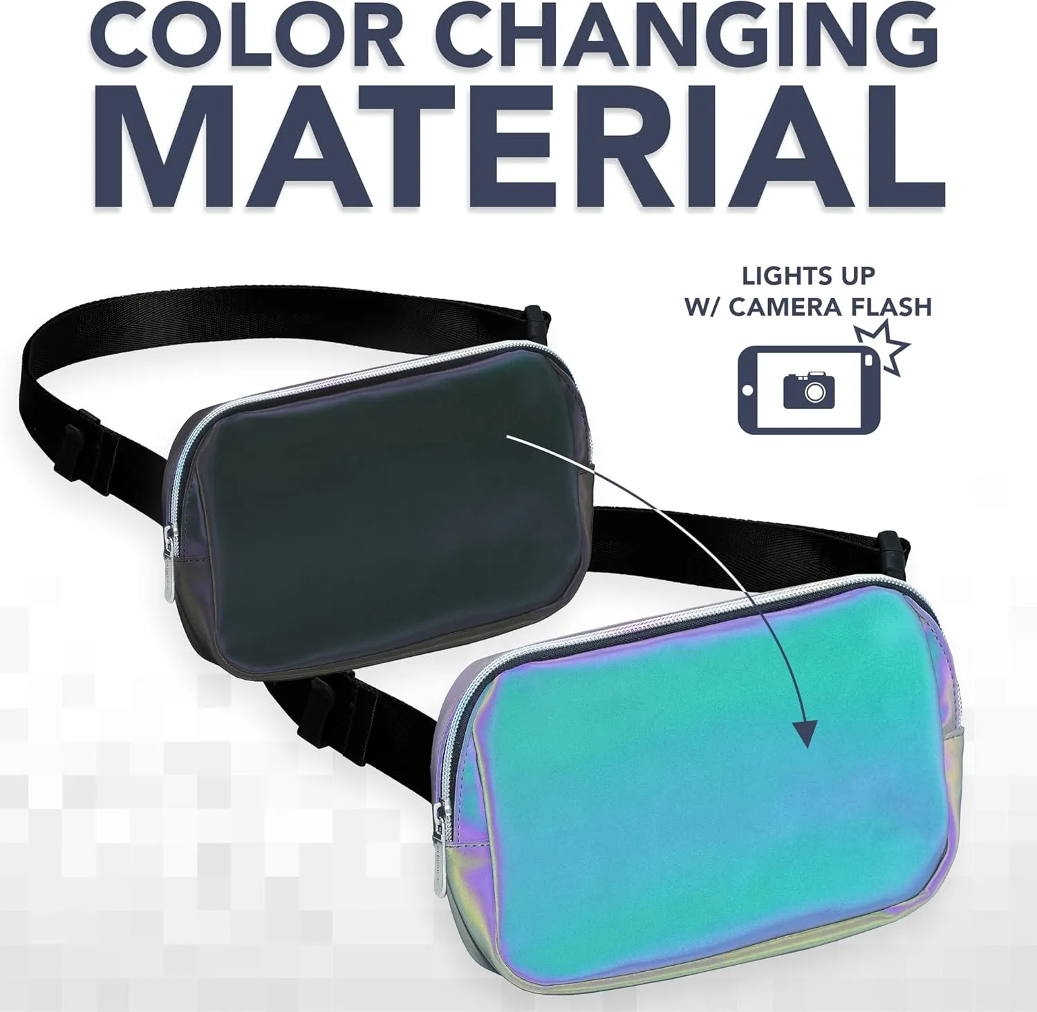 Iridescent Crossbody Belt Bag for Women – Stylish Fanny Pack, Functional and Fashion Waist Packs for Travel, Festivals, and Everyday Use