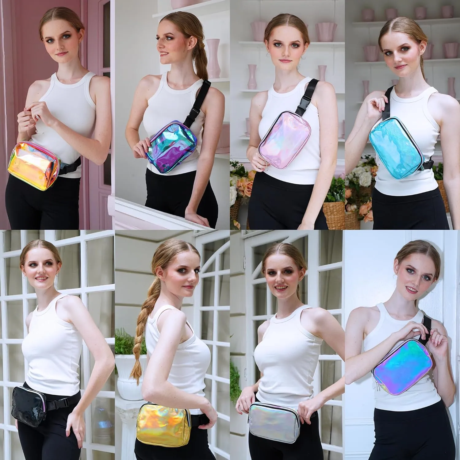 Iridescent Crossbody Belt Bag for Women – Stylish Fanny Pack, Functional and Fashion Waist Packs for Travel, Festivals, and Everyday Use