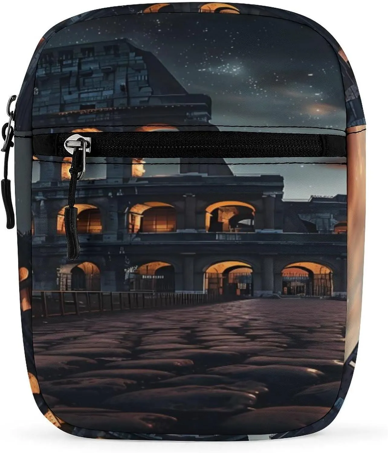 Italy Ancient Roman Landmarks Night Sling Backpack Crossbody Waist Pack Chest Bag Fanny Pack Chest Daypack for Travel Sports Hiking