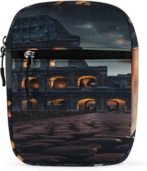 Italy Ancient Roman Landmarks Night Sling Backpack Crossbody Waist Pack Chest Bag Fanny Pack Chest Daypack for Travel Sports Hiking