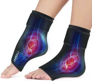 iTHERAU Ankle Ice 2 Pack Wrap for Swelling, Plantar Fasciitis, Foot Pain Relief, Ankle Brace Gel Cold Packs for Injuries Reusable, Hot Cold Compress Therapy for Achilles,Tendonitis