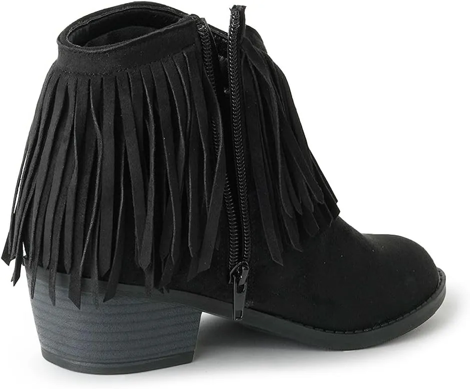 J. Adams Marrow Ankle Boot - Western Fringe Cowboy Low Heel Bootie