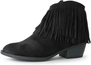 J. Adams Marrow Ankle Boot - Western Fringe Cowboy Low Heel Bootie