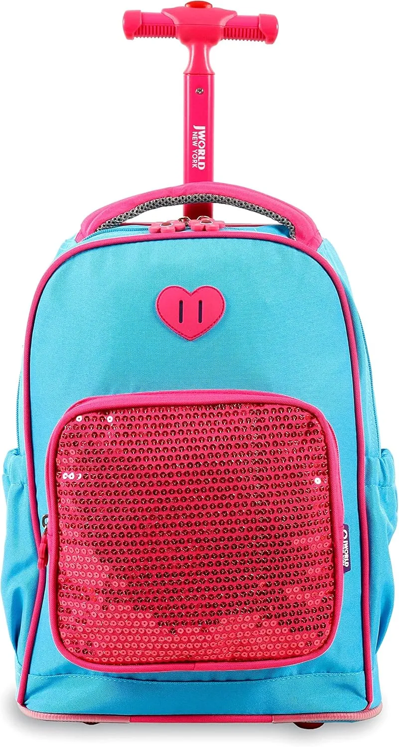 J World New York Kids' Sparkle Rolling Backpack