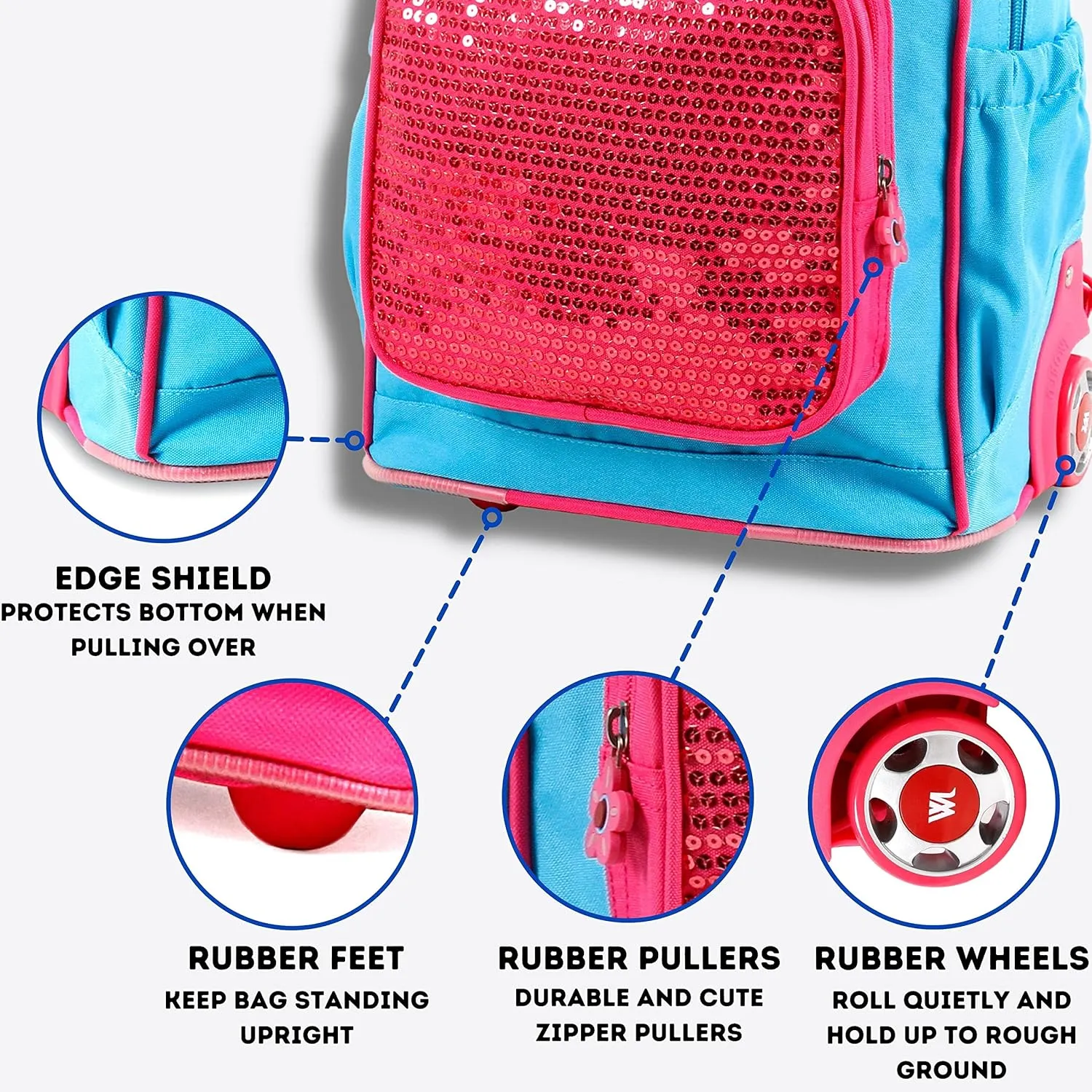 J World New York Kids' Sparkle Rolling Backpack