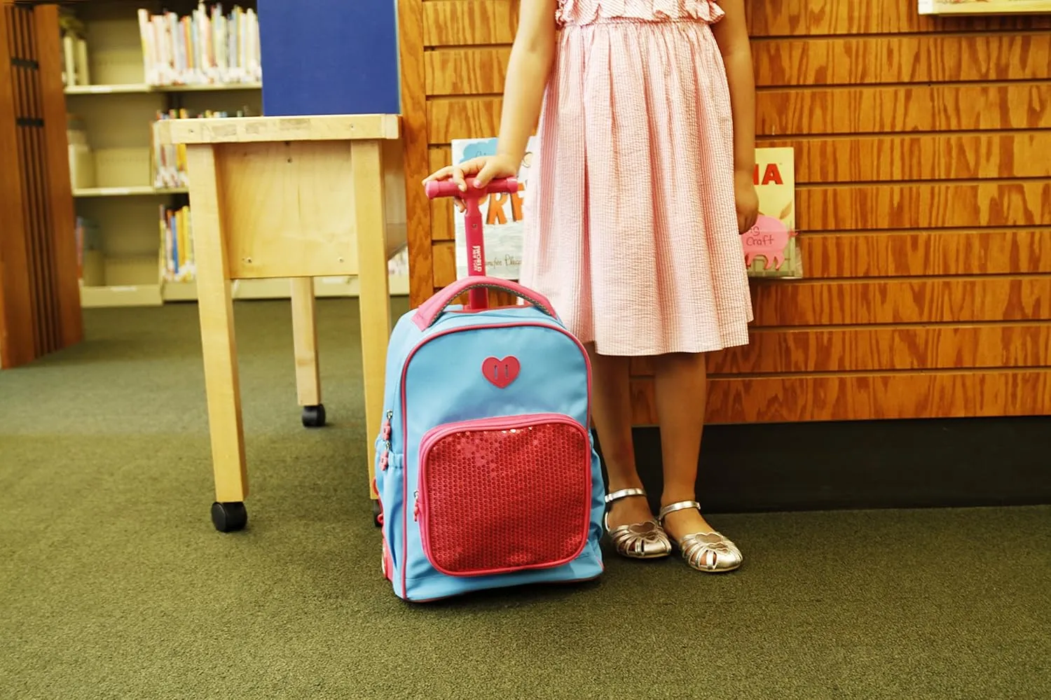 J World New York Kids' Sparkle Rolling Backpack