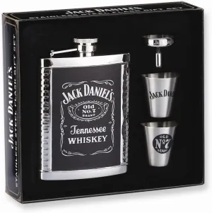 Jack Daniels Licensed Barware Label Gift Set, 6 oz./1 oz, Silver