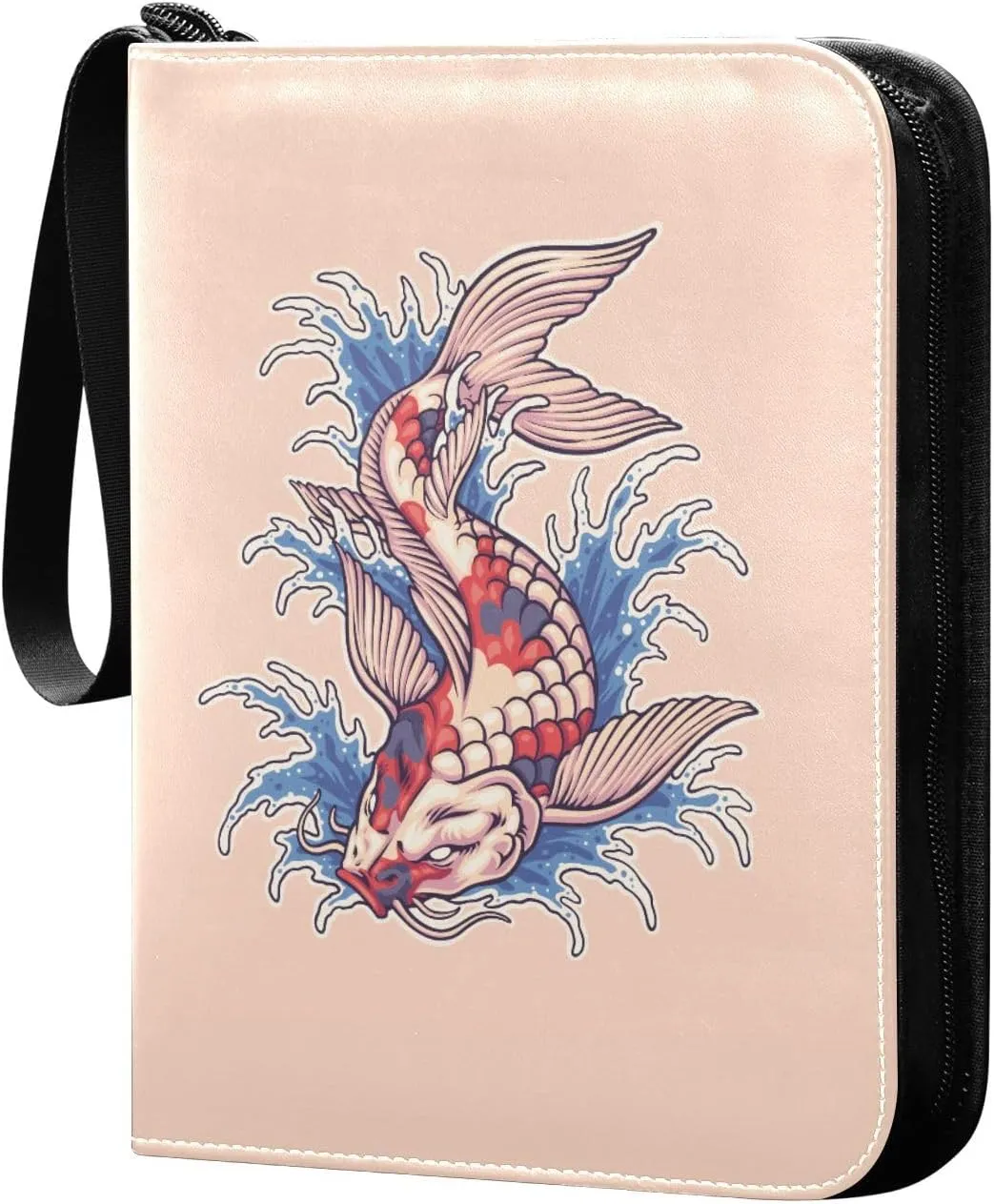 Japanese-koi-fish-logo Game Sports Cards Card Binders 4 Pocket - Hold 400 Game Cards, Waterproof Wear-resistant Trading Card Albums Collection Book Holder for Boys Girls