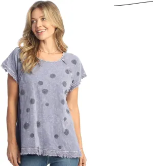 Jess & Jane Mirage Mineral Washed Cotton Top with Gauze Contrast