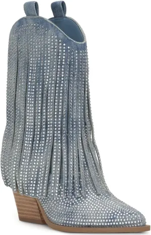 Jessica Simpson Womens Paredisa Rhinestone Pointed Toe Cowboy, Western Boots