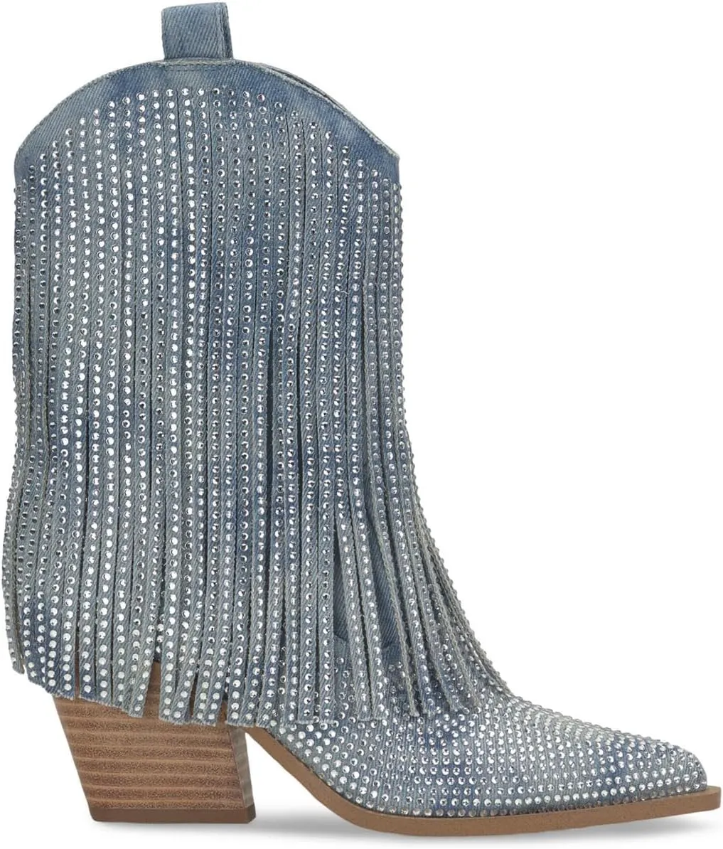 Jessica Simpson Womens Paredisa Rhinestone Pointed Toe Cowboy, Western Boots