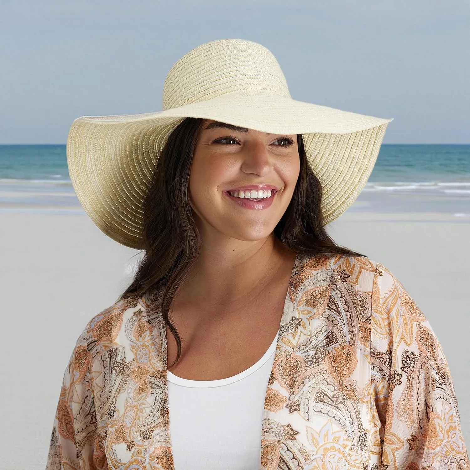 Jessica Simpson Women's Wide Brim Straw Hat