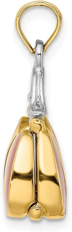 Jewels By Lux 14K Yellow Gold 3d Black Top Handle Handbag with Stripe/Moveable