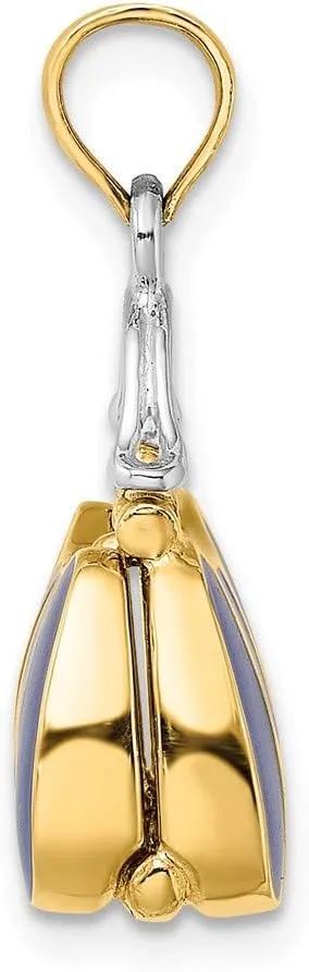 Jewels By Lux 14K Yellow Gold 3d Black Top Handle Handbag with Stripe/Moveable