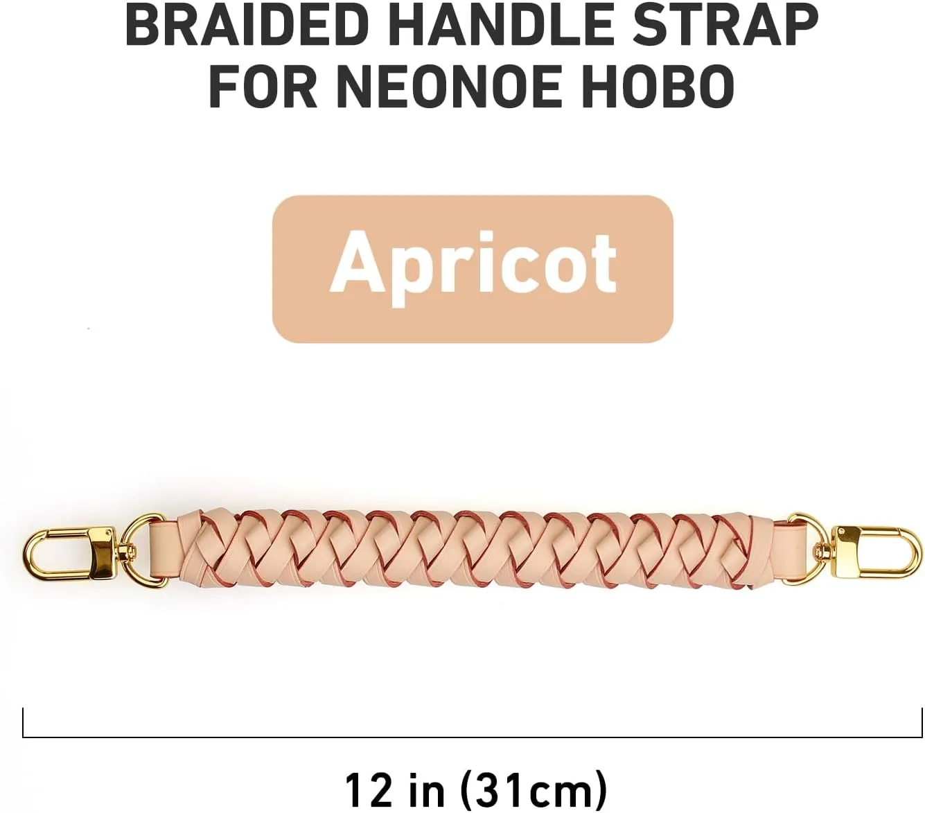 Jiesinlov 12 Inches Top Braided Handle Strap Suitable for Neonoe Hobo Bucket Bags (Apricot)