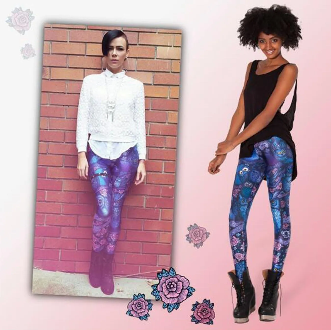 JINKAIJIA Women's Regular Size and Large Size Fashion Designs Digital 3D Printed Leggings(DDK100-1L)