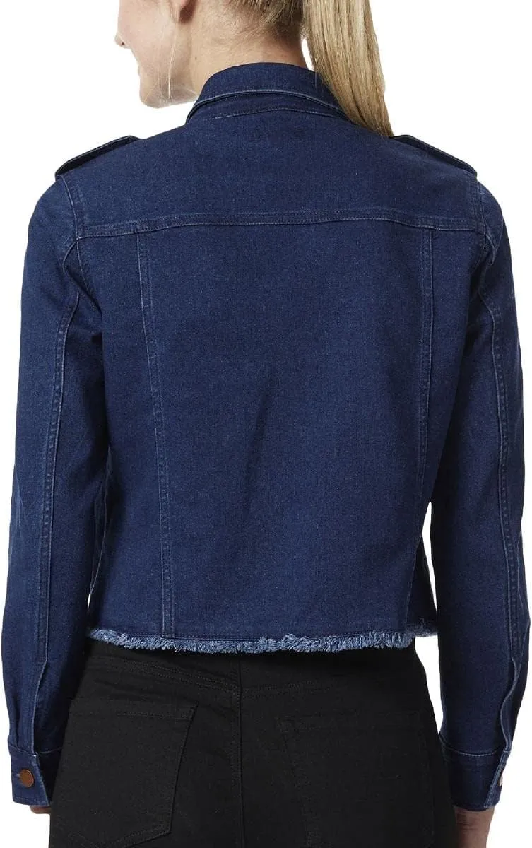 Jones New York Women's 5 Bttn Denim JKT W/Fringe & Epaulets