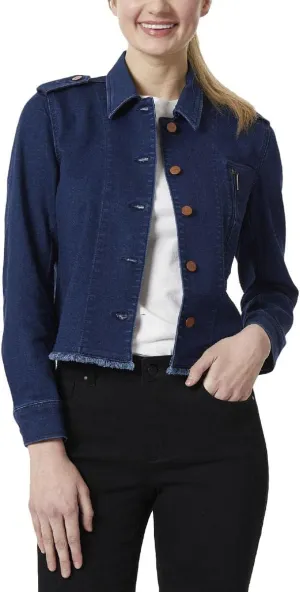 Jones New York Women's 5 Bttn Denim JKT W/Fringe & Epaulets