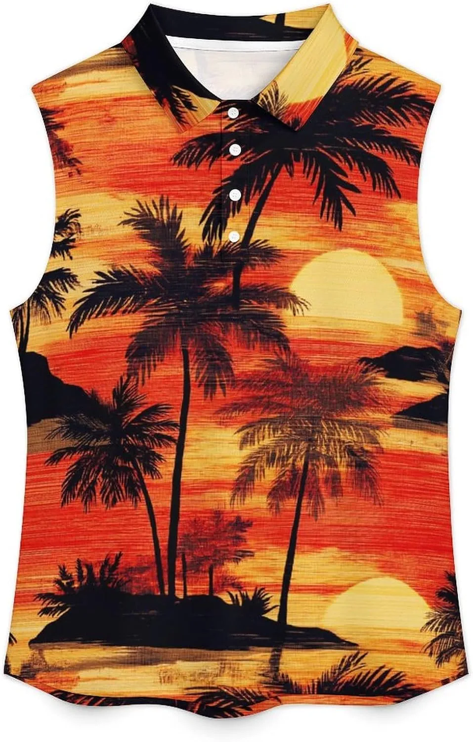 JooMeryer Women's Moisture Wicking Golf Shirt Hawaiian Surfing Flower Printed Sleeveless Athletic Shirts