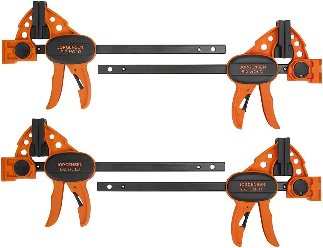 Jorgensen 6" Spreader/Bar Clamp Set, 4-pack,One-Hand Light Duty E-Z Hold Clamp/Spreader, 99216A,Black Orange