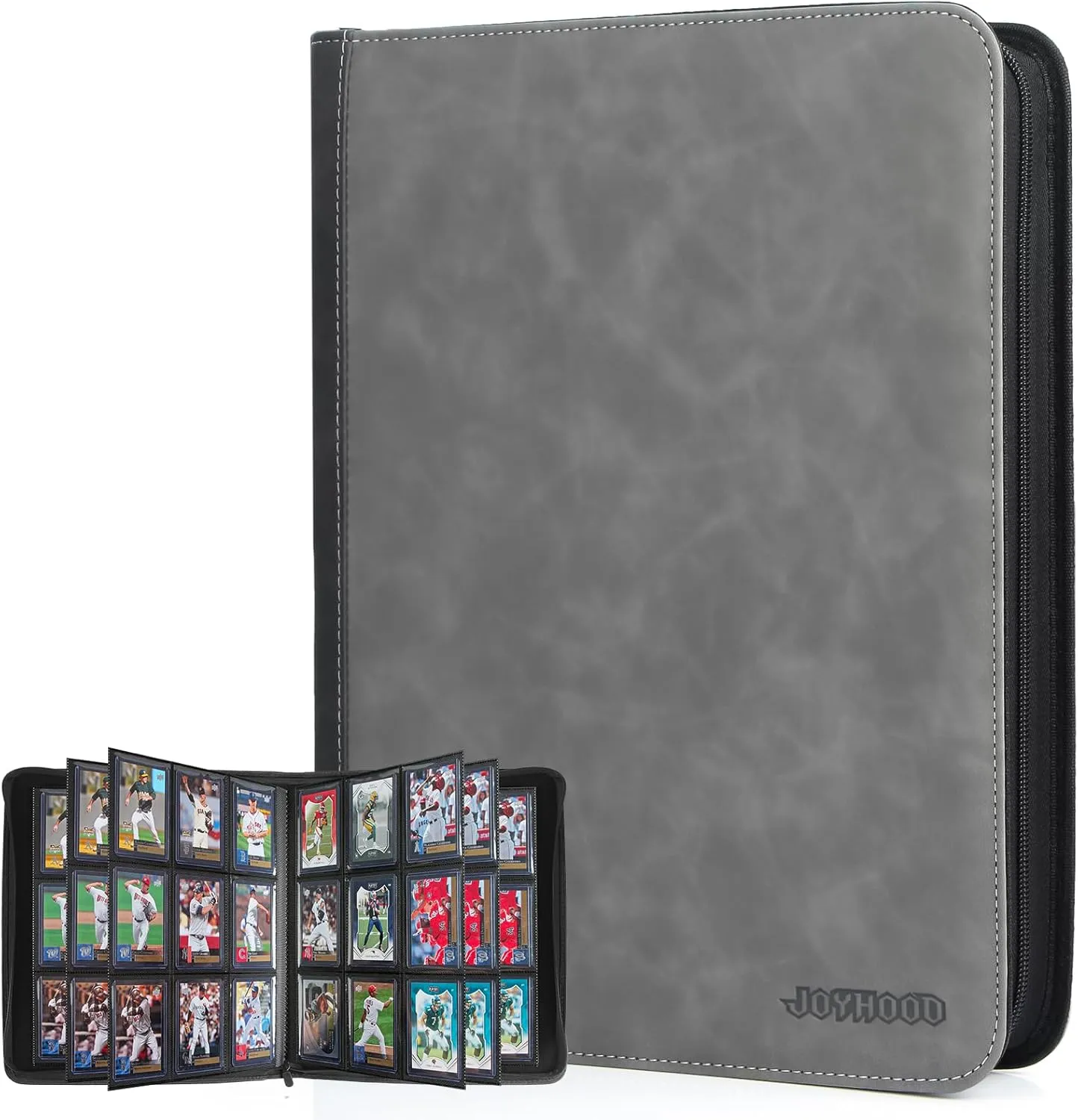JoyHood Top Loader Binder, Holds 252 Top Loaders, 9 Slot Trading Cards Collection Binder with Sleeves, Top Loader Storage Holder for Sports Card, Not for Cards WITHOUT a Top Loader, Grey