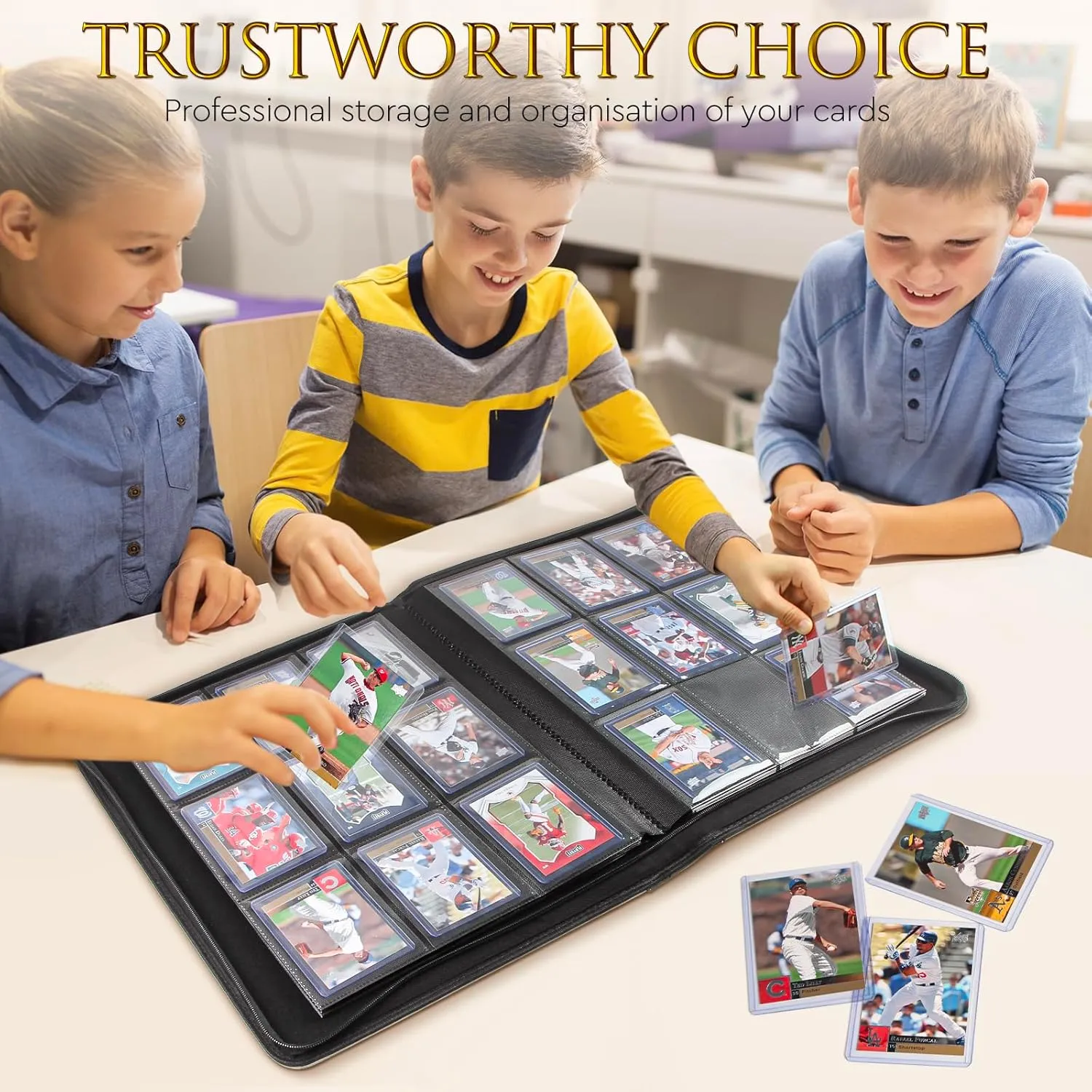 JoyHood Top Loader Binder, Holds 252 Top Loaders, 9 Slot Trading Cards Collection Binder with Sleeves, Top Loader Storage Holder for Sports Card, Not for Cards WITHOUT a Top Loader, Grey