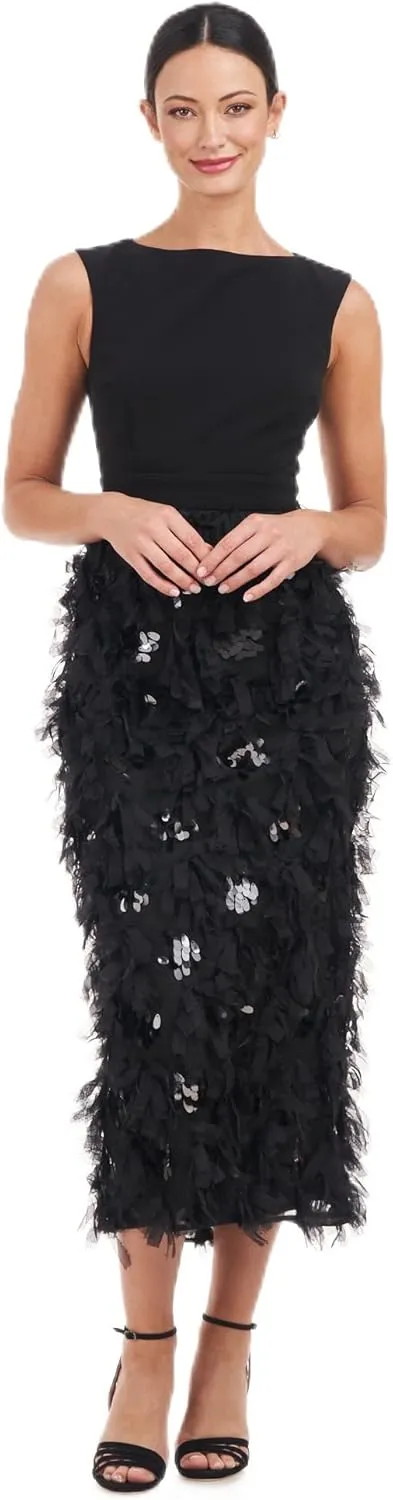 JS Collections Women's Brandi Ruffle Tea Length Dress