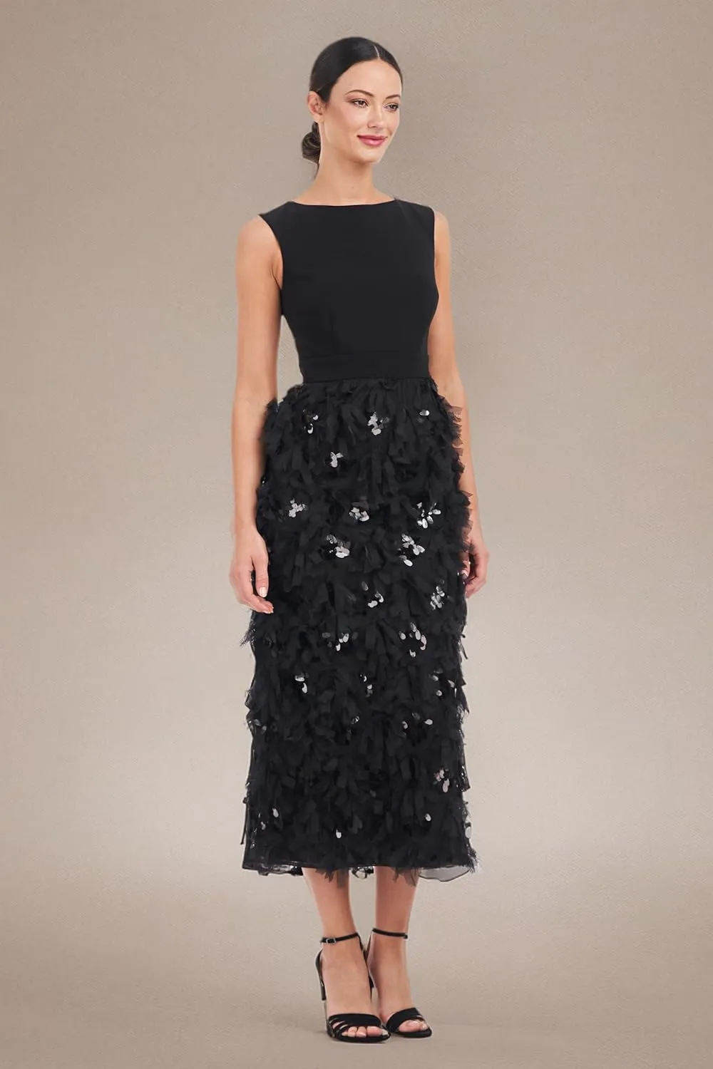 JS Collections Women's Brandi Ruffle Tea Length Dress