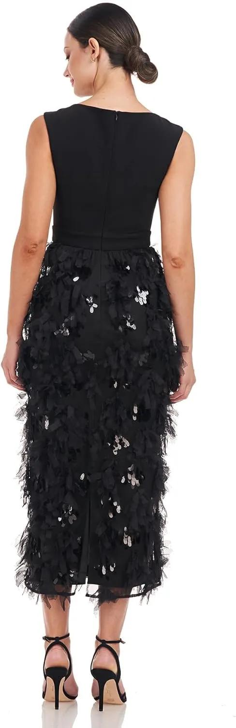 JS Collections Women's Brandi Ruffle Tea Length Dress