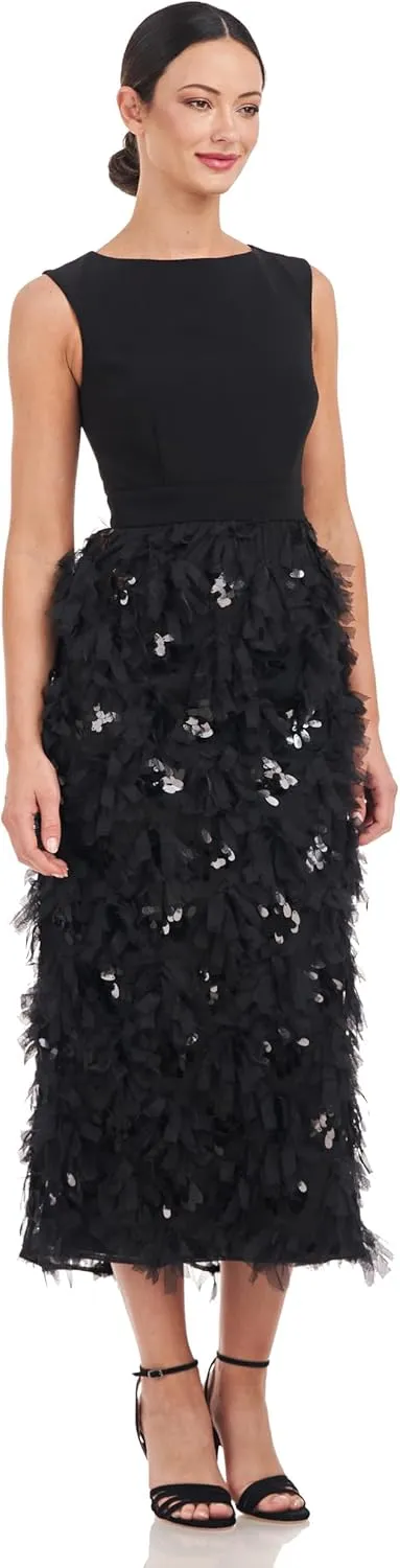 JS Collections Women's Brandi Ruffle Tea Length Dress