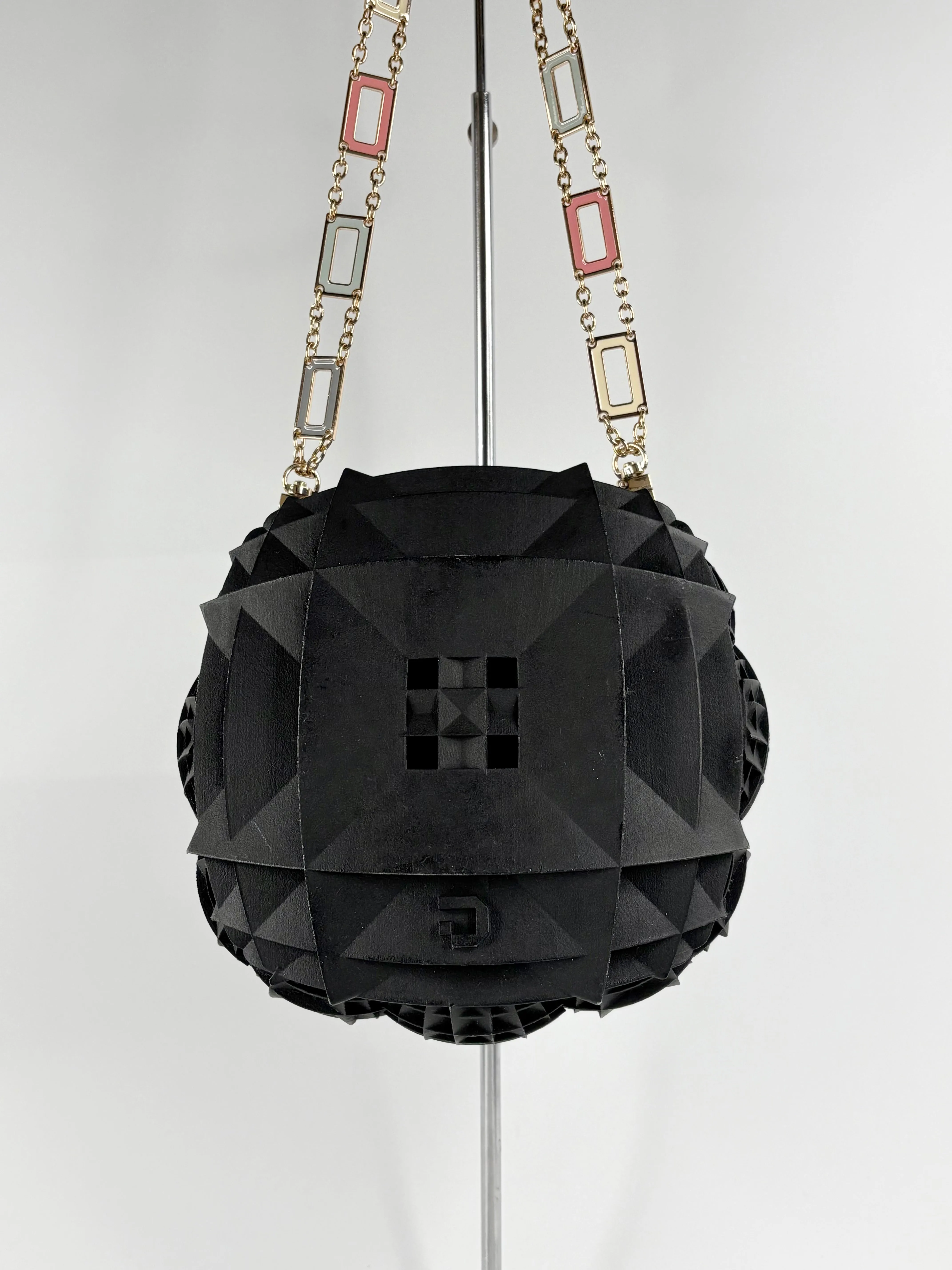 Julia Daviy Black 3D Printed Geometric Handbag