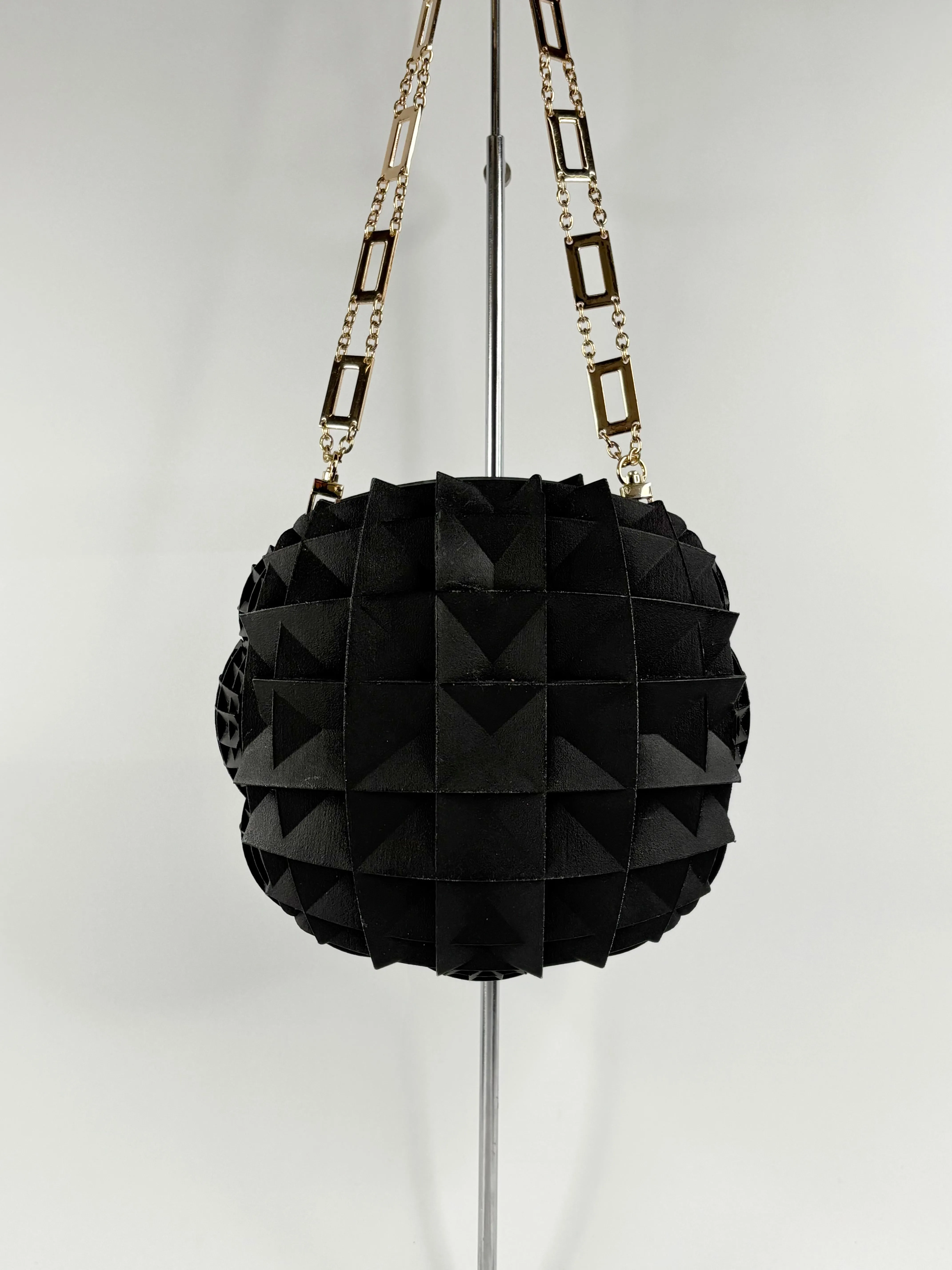 Julia Daviy Black 3D Printed Geometric Handbag