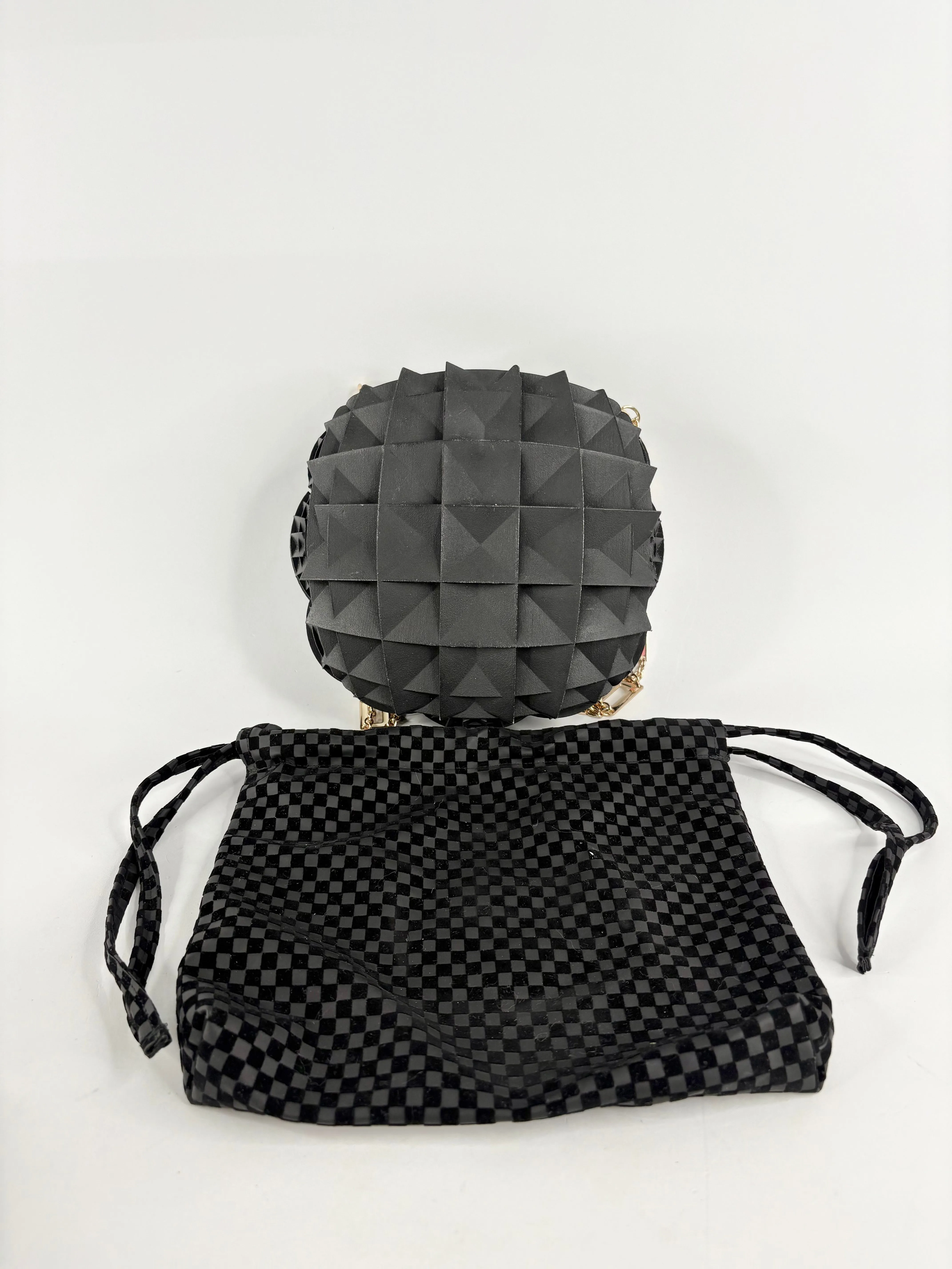Julia Daviy Black 3D Printed Geometric Handbag