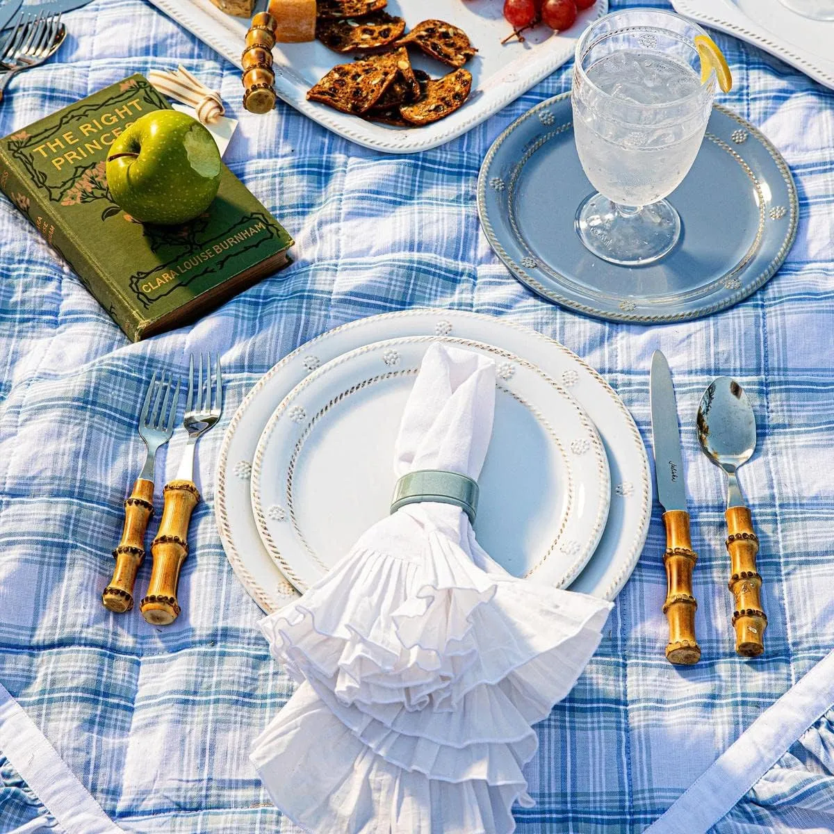 Juliska Berry & Thread Melamine Outdoor Dinner Plate - Whitewash - Unbreakable, Embossed Dinner Plate