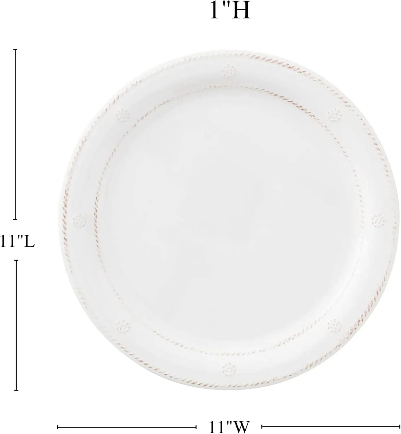 Juliska Berry & Thread Melamine Outdoor Dinner Plate - Whitewash - Unbreakable, Embossed Dinner Plate