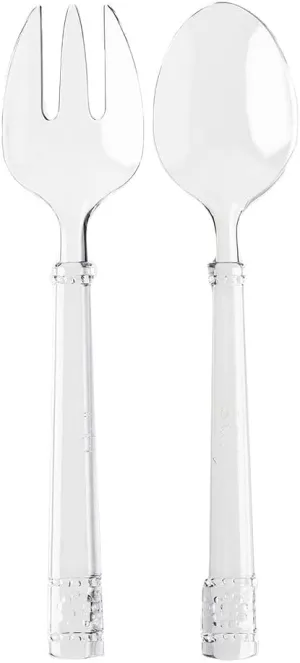 Juliska Isabella Acrylic Salad Servers, Acrylic Glass - Unbreakable, Clear Acrylic, Embossed Salad Serving Utensils