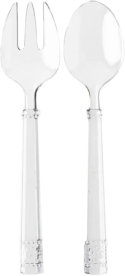 Juliska Isabella Acrylic Salad Servers, Acrylic Glass - Unbreakable, Clear Acrylic, Embossed Salad Serving Utensils
