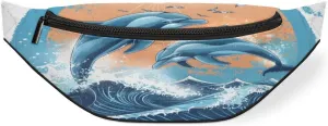 Jumping Dolphins Fanny Pack for Women Men Waist Pack Crossbody Bag with Adjustable Belt for Travel Hiking Running Cycling Festivals