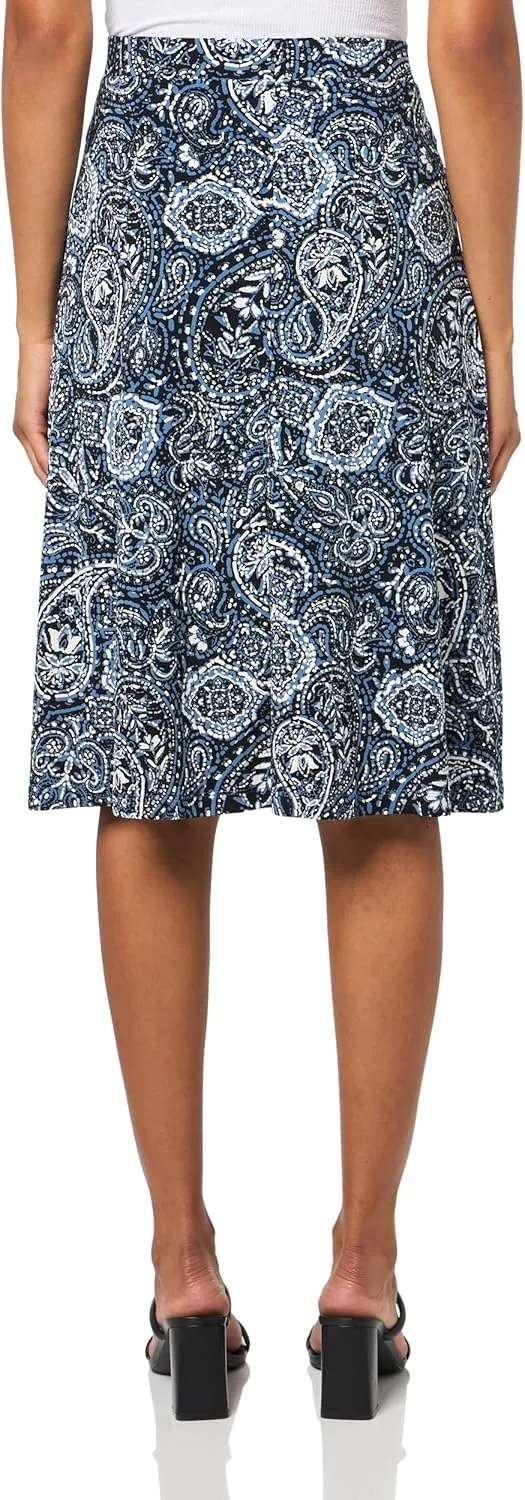 Kasper Women's Printed Ity Midi Flared Skirt