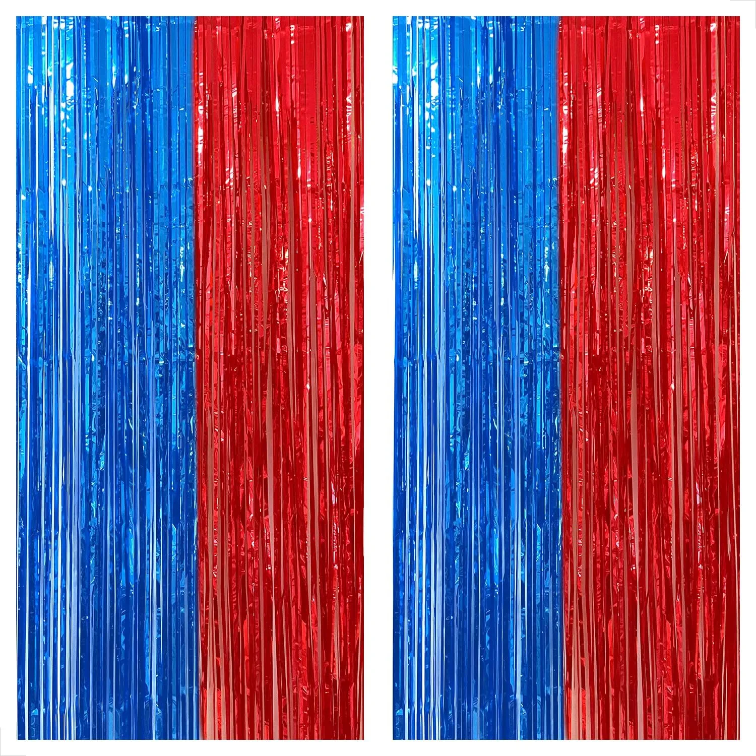 KatchOn, Red and Blue Streamers, Pack of 2 - Xtralarge, 3.2x8 Feet | Red and Blue Fringe Curtain, Red and Blue Party Decorations | Circus Theme Party Decorations | Red and Blue Carnival Decorations