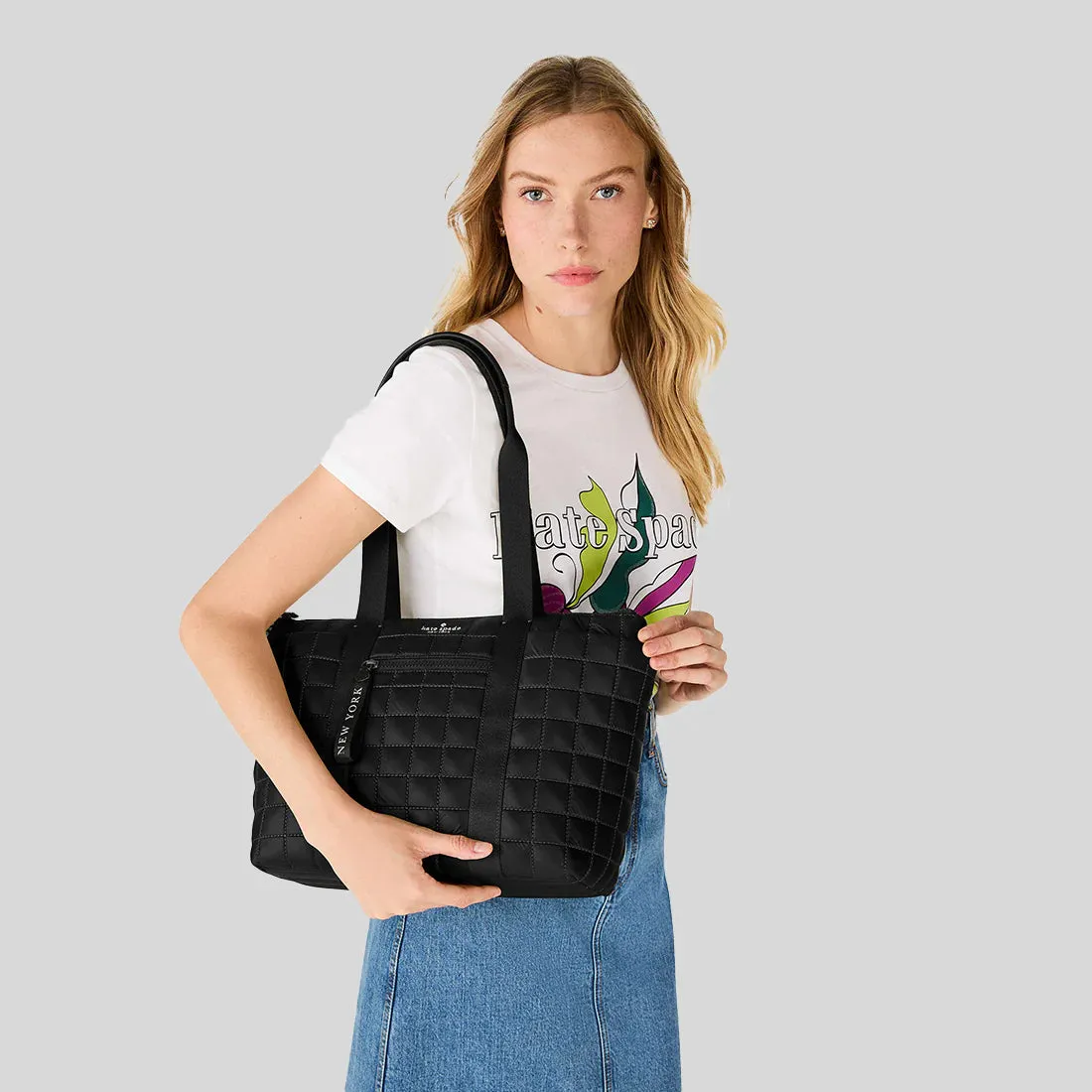 KATE SPADE Camden Quilted Medium Tote Black RS-KI383