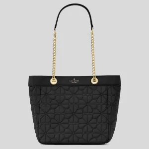KATE SPADE Spade Flower Quilted Fabric Medium Tote Black RB-KK156
