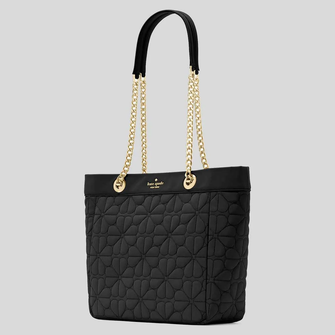 KATE SPADE Spade Flower Quilted Fabric Medium Tote Black RB-KK156