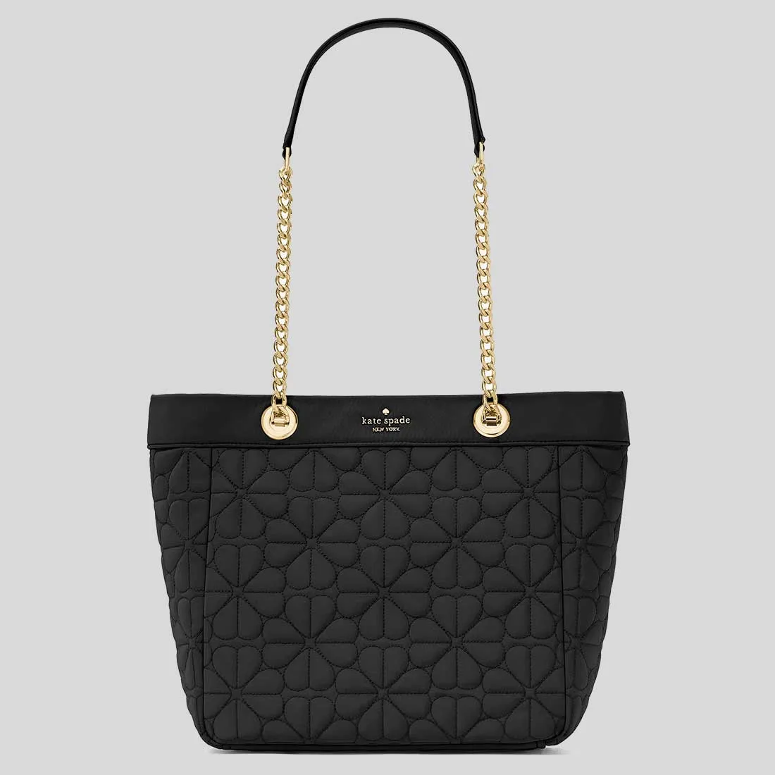 KATE SPADE Spade Flower Quilted Fabric Medium Tote Black RB-KK156