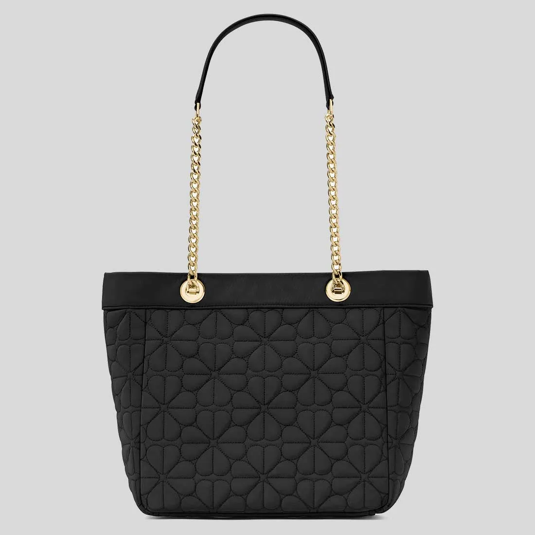 KATE SPADE Spade Flower Quilted Fabric Medium Tote Black RB-KK156