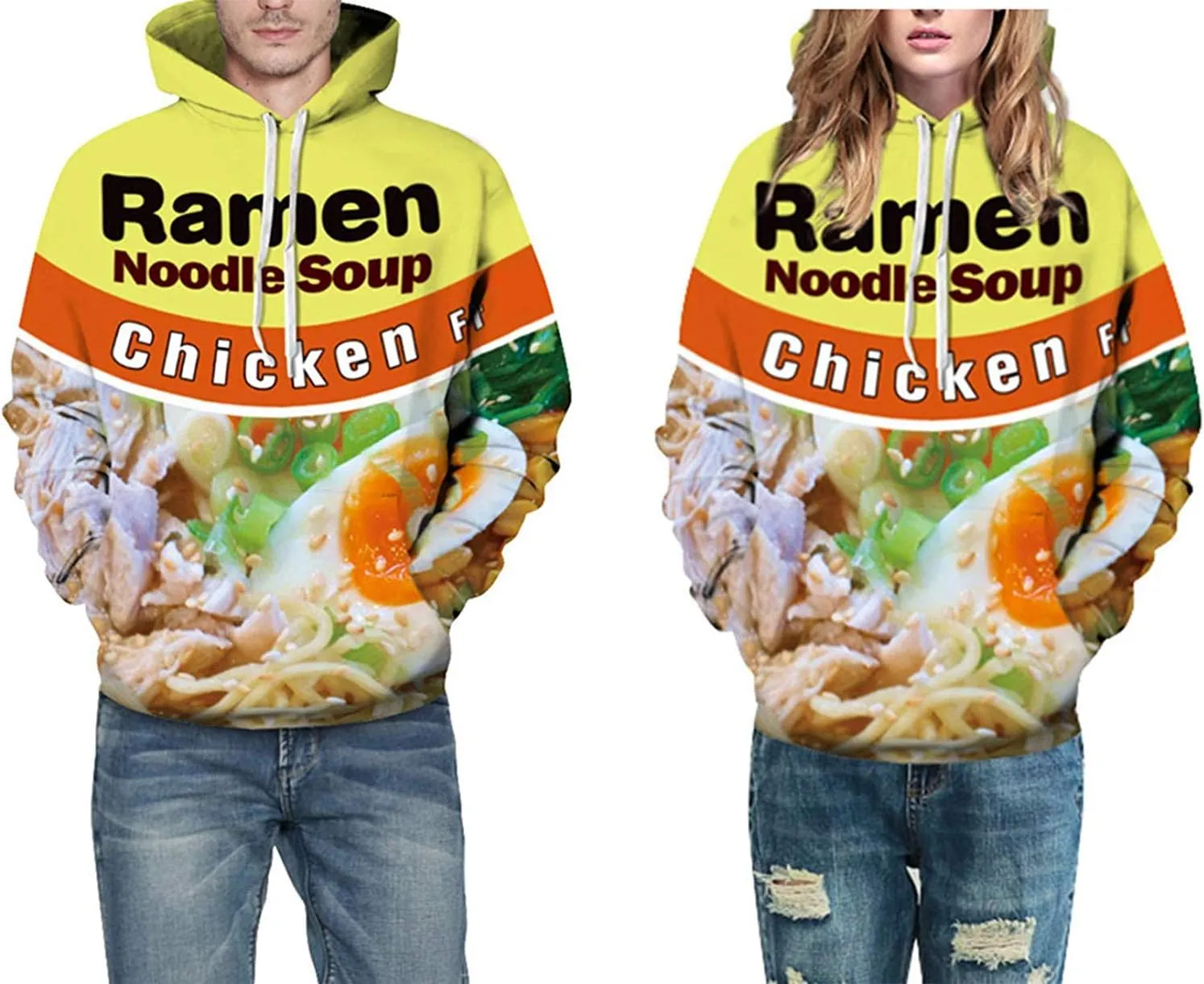 Keasmto 3D Ramen Chicken Noodle Soup Hoodie Beef Sweatshirt For Men Women Cotton Cute