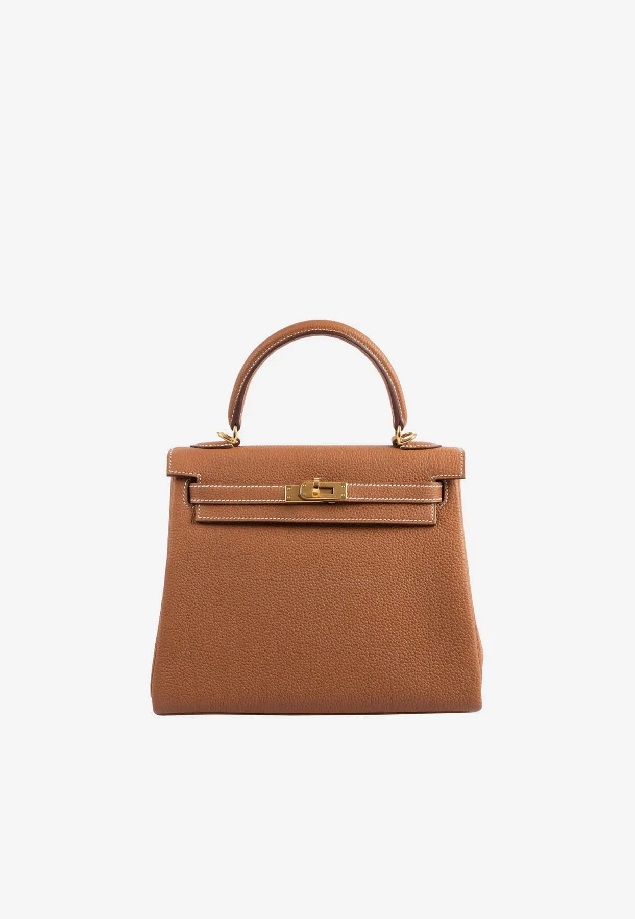 Kelly 25 in Gold Togo with Gold Hardware