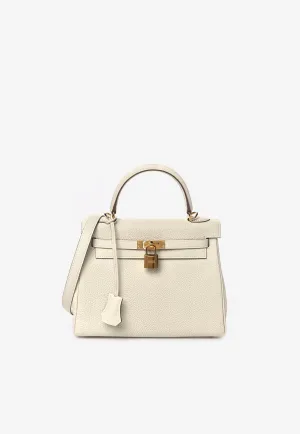 Kelly 25 Retourne in Mushroom Togo Leather with Gold Hardware